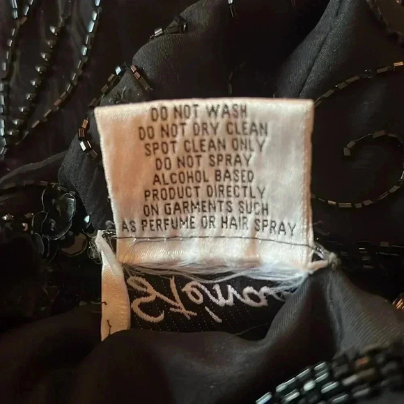 Stenay Women’s 100% Silk Black Beaded Sequin Vintage Scalloped Hem Size Medium - Picture 16 of 16